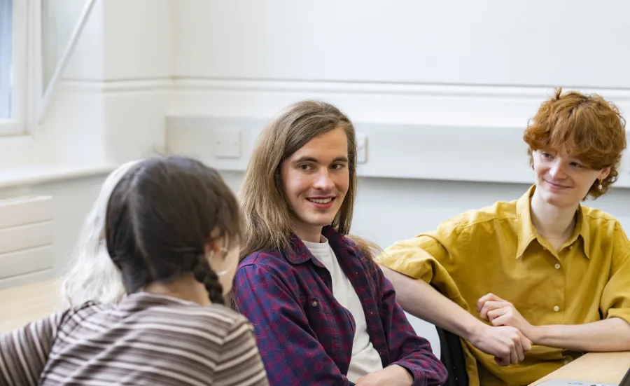 A group of undergraduate philosophy students talking.
