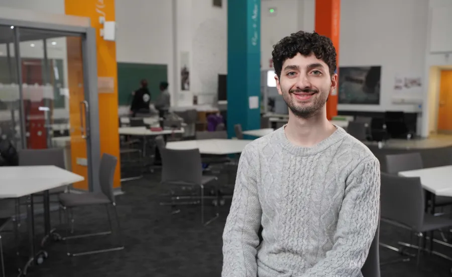 Feras Al Sahar, BSc Mathematics student, in the Maths study and social space.