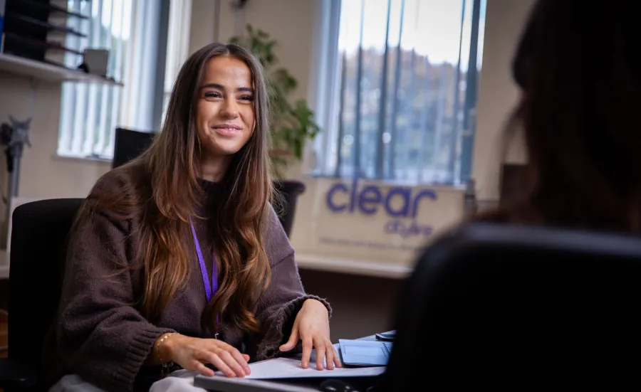 MSc Public Health student, Hannah in discussion