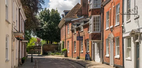 External view of Minster Gallery in quaint old street in Winchester.