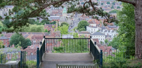 View of the city from St Gile's Hill Winchester.