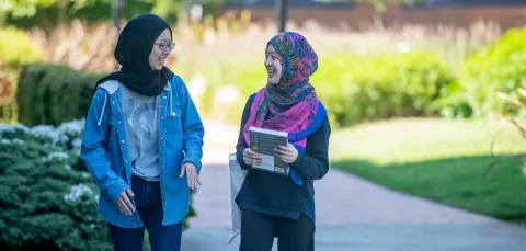 Students walking together on campus