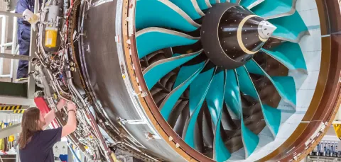 Rolls-Royce engineers work on the UltraFan engine