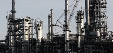 Exterior view of a large manufacturing plant