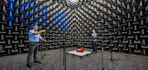 Mircrophones in the large anechoic chamber