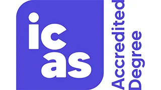 ICAS Accredited Degree logo indicating course recognition by the Institute of Chartered Accountants of Scotland