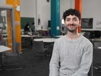 Feras Al Sahar, BSc Mathematics student, in the Maths study and social space.