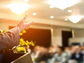 A person giving a lecture