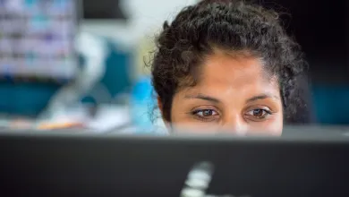 Woman at a computer