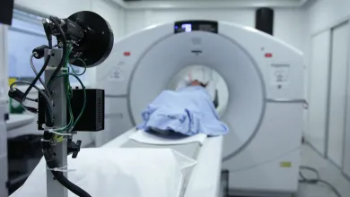 Patient in a diagnostic scanner