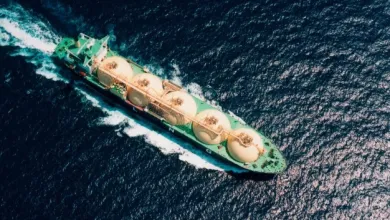 An oil tanker in sea waters