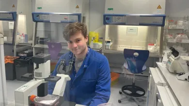 James in the lab
