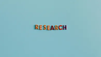 Word Research on a blue background