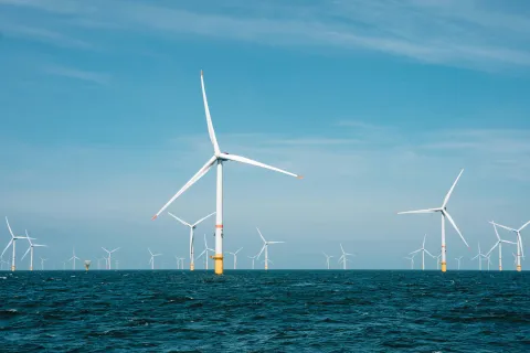 Offshore wind turbines producing renewable and green energy