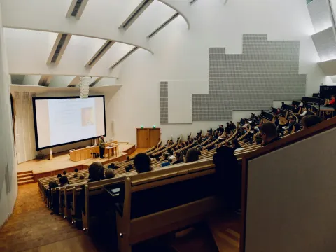 A lecture theatre full of students