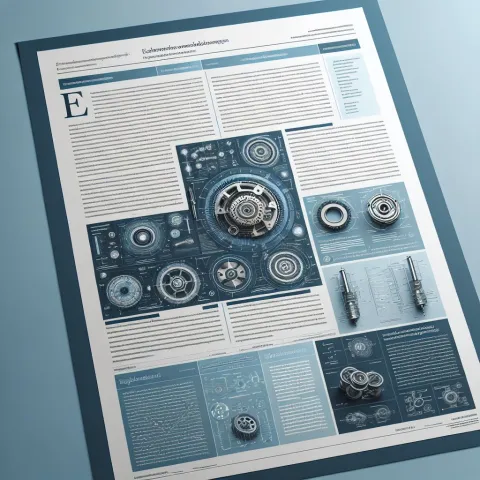 An AI generated image of a publication page showing text and images of cogs and other mechanical engineering elements