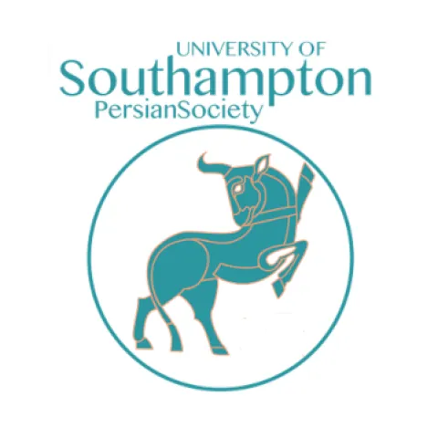 Logo of the University of Southampton Persian Society, featuring a stylised turquoise Persian bull within a circular border.