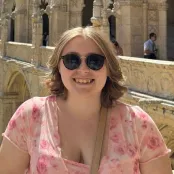 Head and shoulders portrait image of Emily Haines-Furse, BA Archaeology and Ancient History Year Abroad student, smiling at the camera.