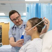 MNURS Nursing (Adult and Child) student Jack Conner with patient