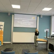 Medicine student presenting