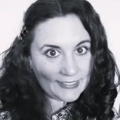 Black and white picture of Francesca Melhuish