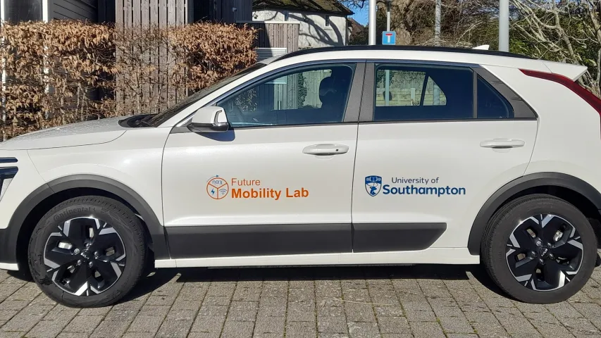 side view of the University Kia Niro Electric Vehicle