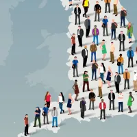 Illustration showing England and its diverse population