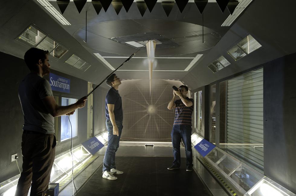 Students at work in the R J Mitchell wind tunnel